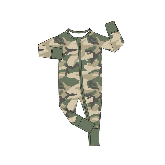 no moq sales LR1547 pre-order baby boys clothes camouflage green long Romper-2024.8.14