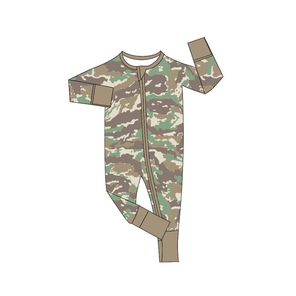 no moq sales LR1548 pre-order baby boys clothes camouflage long Romper-2024.8.14