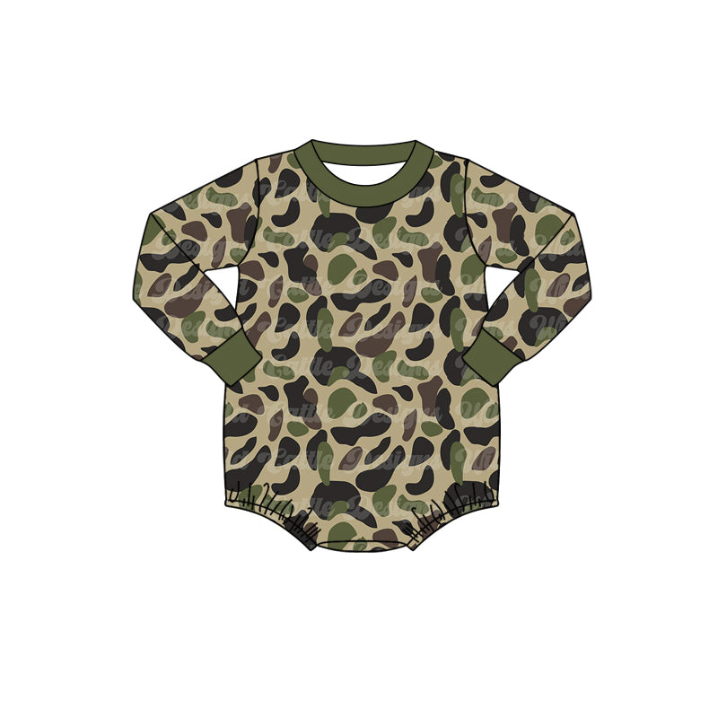 no moq sales LR1550 pre-order baby boys clothes camouflage green long Romper-2024.8.14