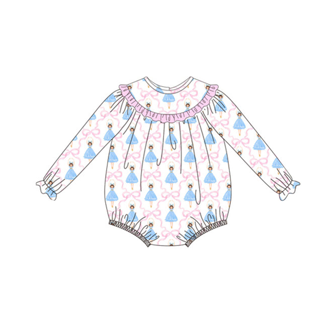 no moq sales LR1555 pre-order baby girl clothes disney princess pink long sleeve Romper-2024.8.14