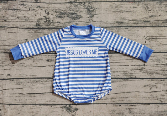 no moq sales LR1556 pre-order baby boys clothes jesus blue long Romper