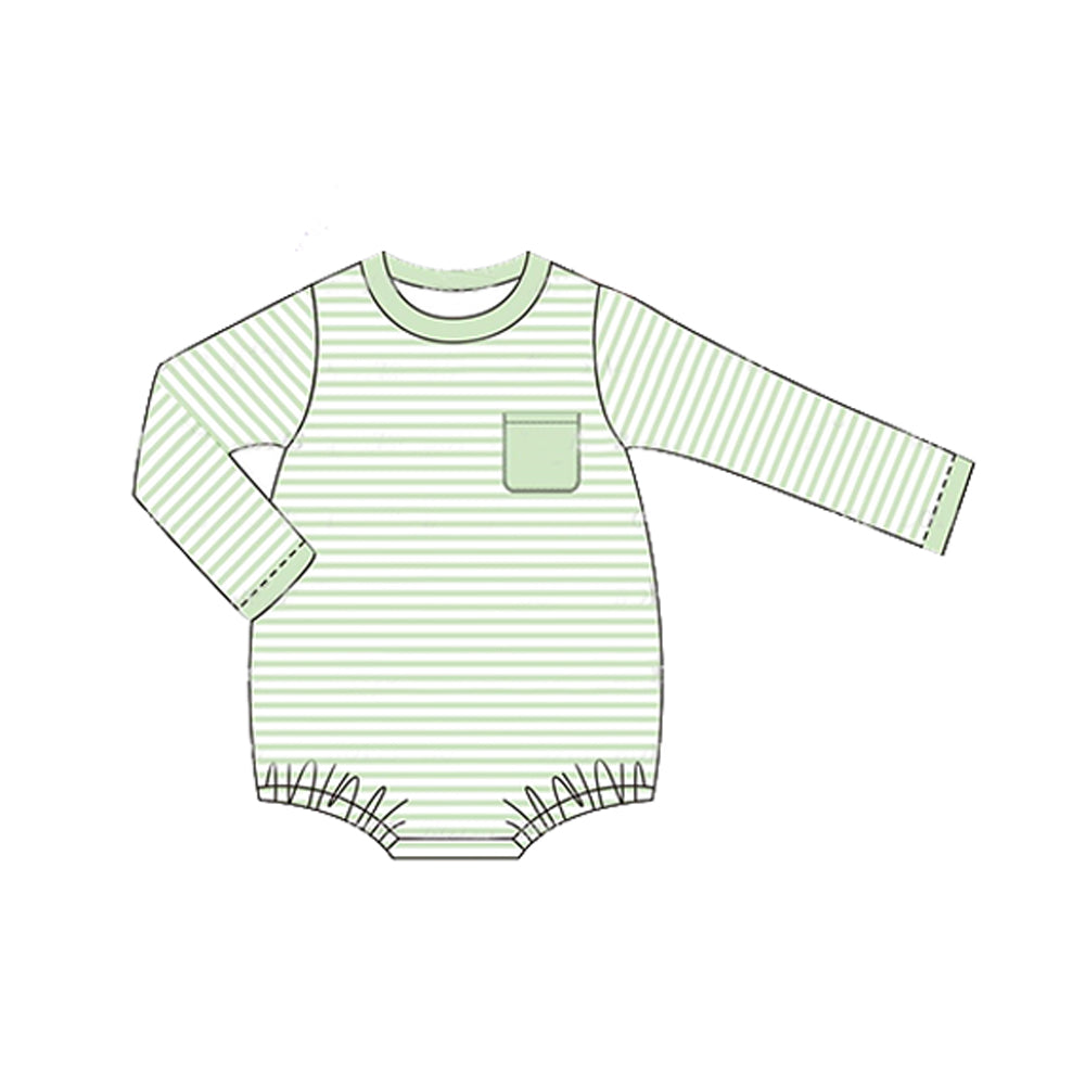 no moq sales LR1597 pre-order baby boys clothes light green long Romper-2024.7.29