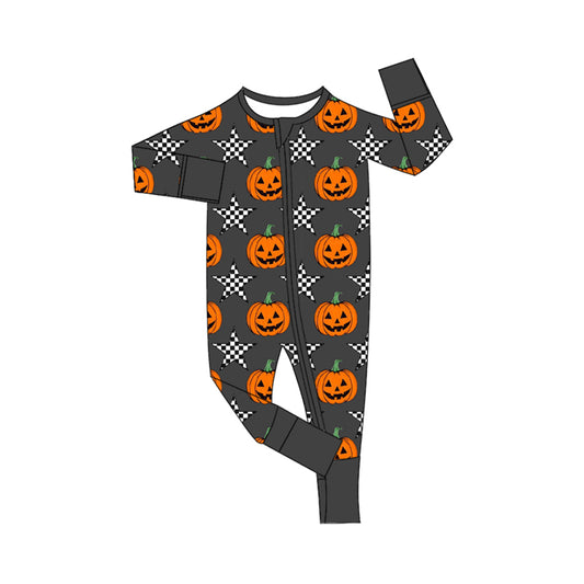 no moq sales LR1599 pre-order baby boys clothes pumpkin long Romper-2024.7.29