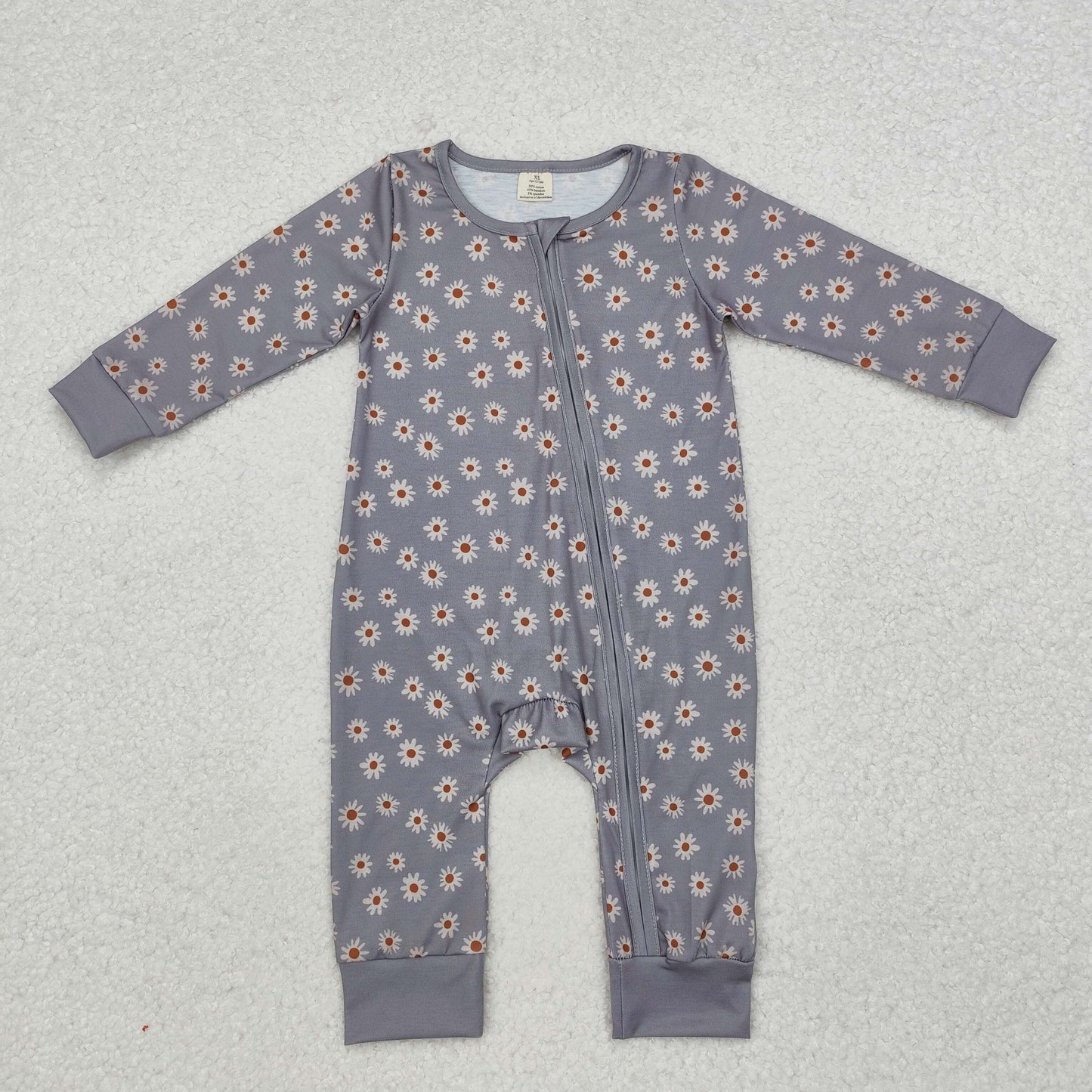 BAMBOO RTS NO MOQ ETA 5/7days Arrived LR1603 Modal daisy pattern zipper long sleeve jumpsuit