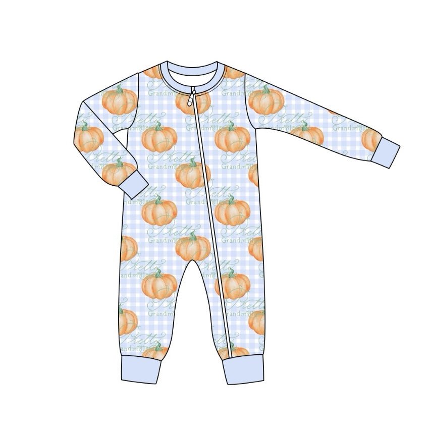 no moq sales LR1613 pre-order baby boys clothes pumpkin blue long Romper-2024.7.30