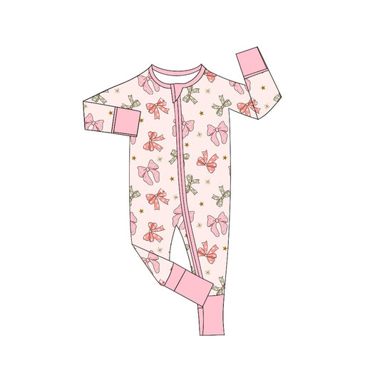 no moq sales LR1614 pre-order baby girls clothes bow long Romper-2024.7.30