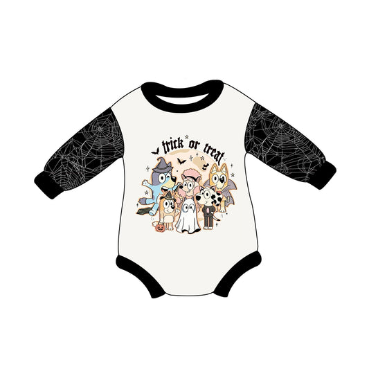 no moq sales LR1632 pre-order baby girls clothes cartoon dog black and white long sleeve Romper-2024.8.1