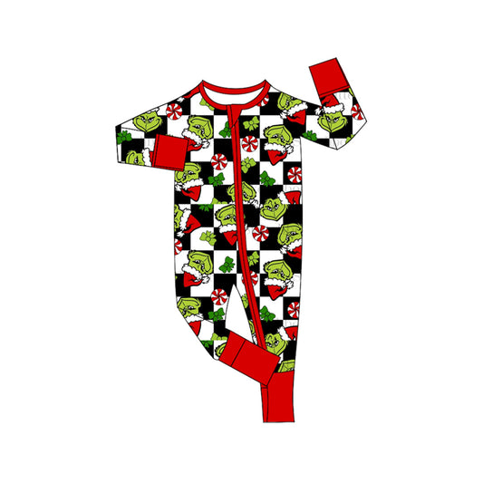 no moq sales LR1636 pre-order baby boys clothes Christmas red long sleeve Romper-2024.8.1