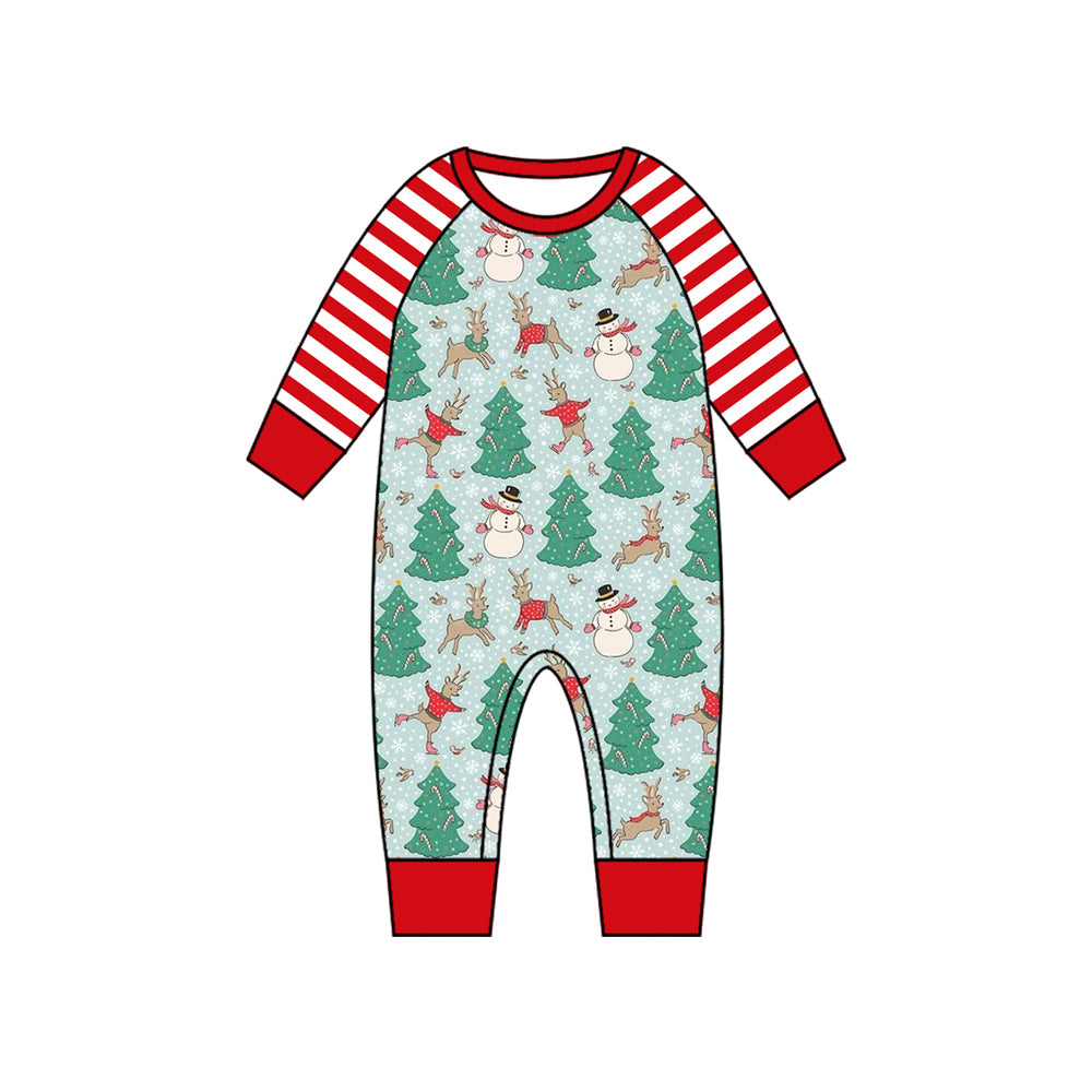 no moq sales LR1657 pre-order baby boys clothes Christmas trees long sleeve Romper-2024.8.3