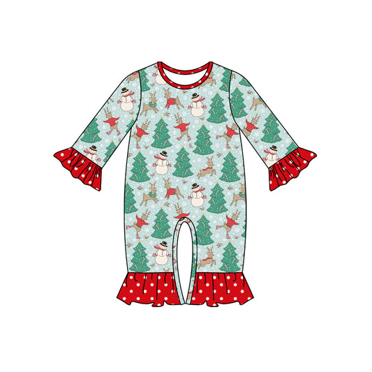 no moq sales LR1658 pre-order baby boys clothes Christmas trees long sleeve Romper-2024.8.3