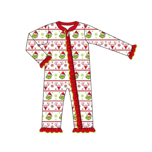 no moq sales LR1663 pre-order baby girls clothes Christmas long sleeve Romper-2024.8.3