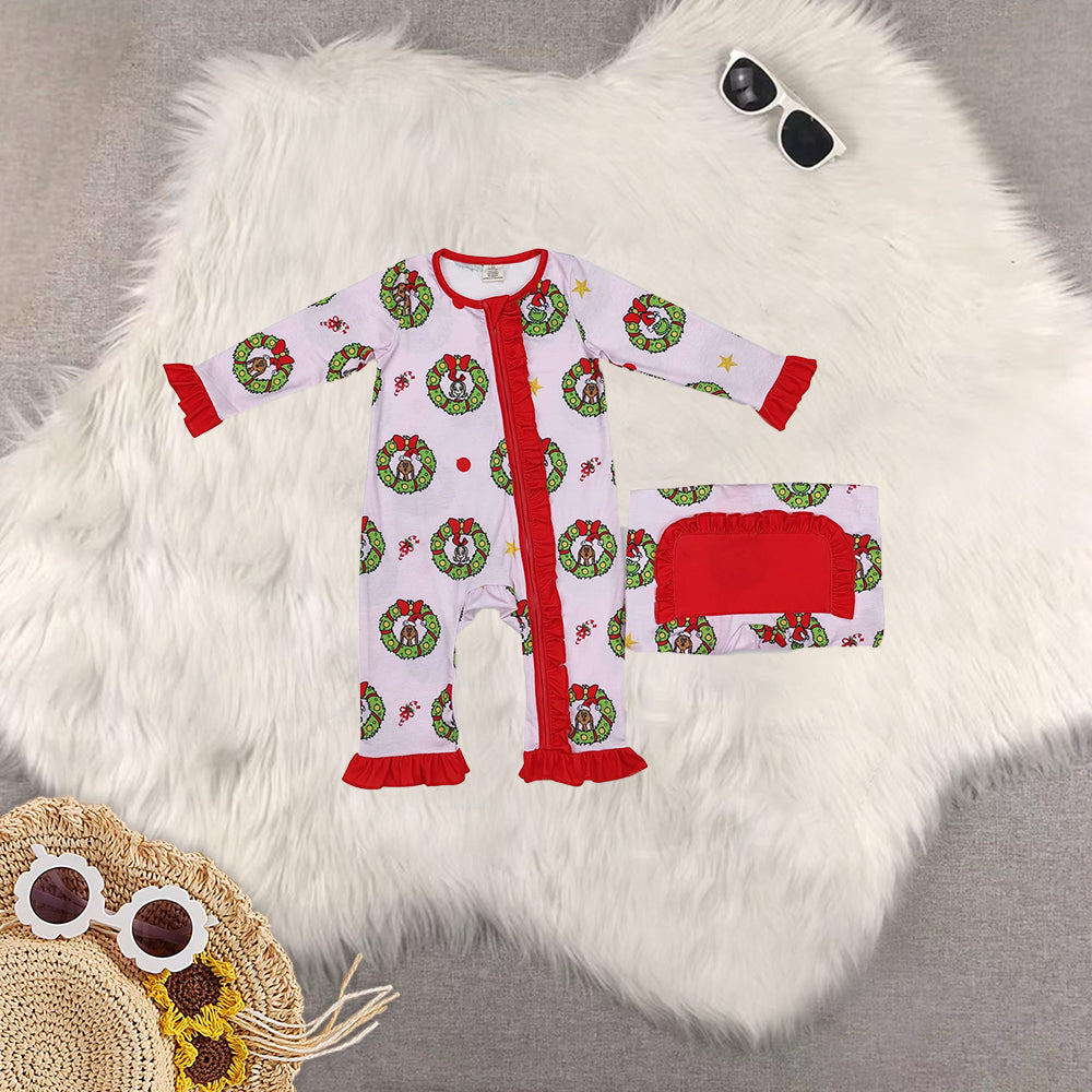 RTS NO MOQ Sibling Baby Girls modal Christmas long-sleeved trousers suit & romper