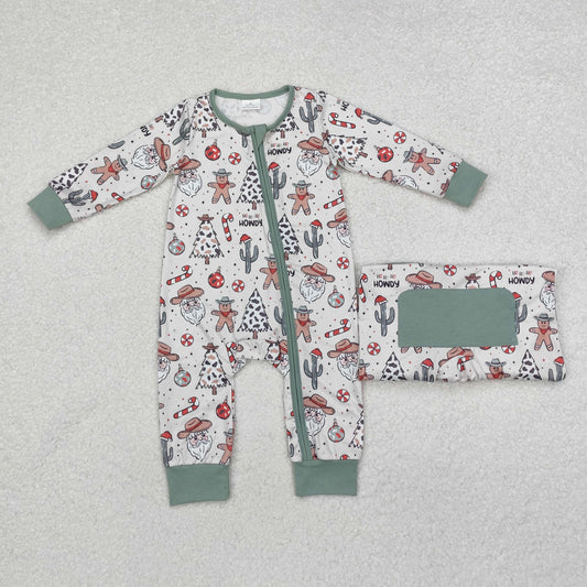 RTS NO MOQ ETA 5/7days arrived LR1674 Cowboy hat Santa Claus cactus gingerbread man rice green zipper long-sleeved jumpsuit