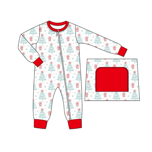 no moq sales LR1676 pre-order baby boys clothes Christmas trees long sleeve Romper-2024.8.5