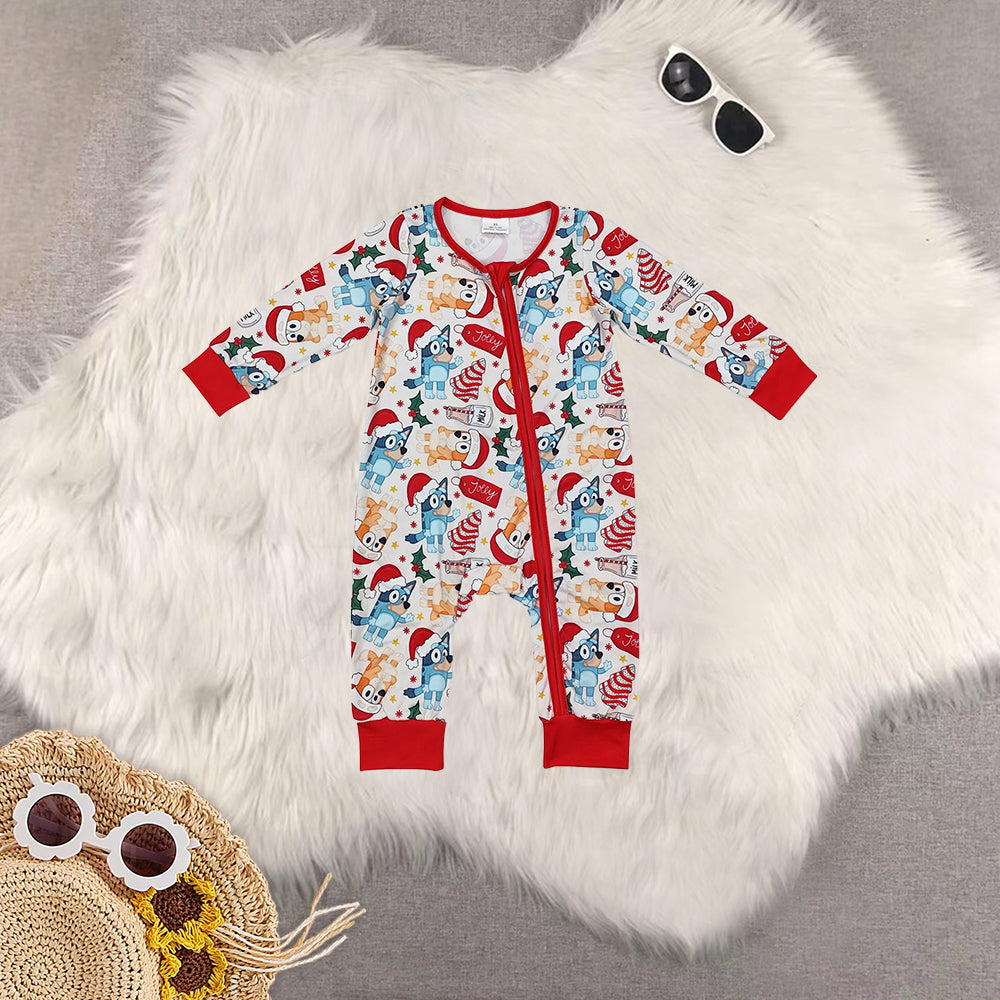 RTS NO MOQ Sibling baby girls baby boys clothes Christmas cartoon long-sleeved trousers suit & romper & dress & adult pants
