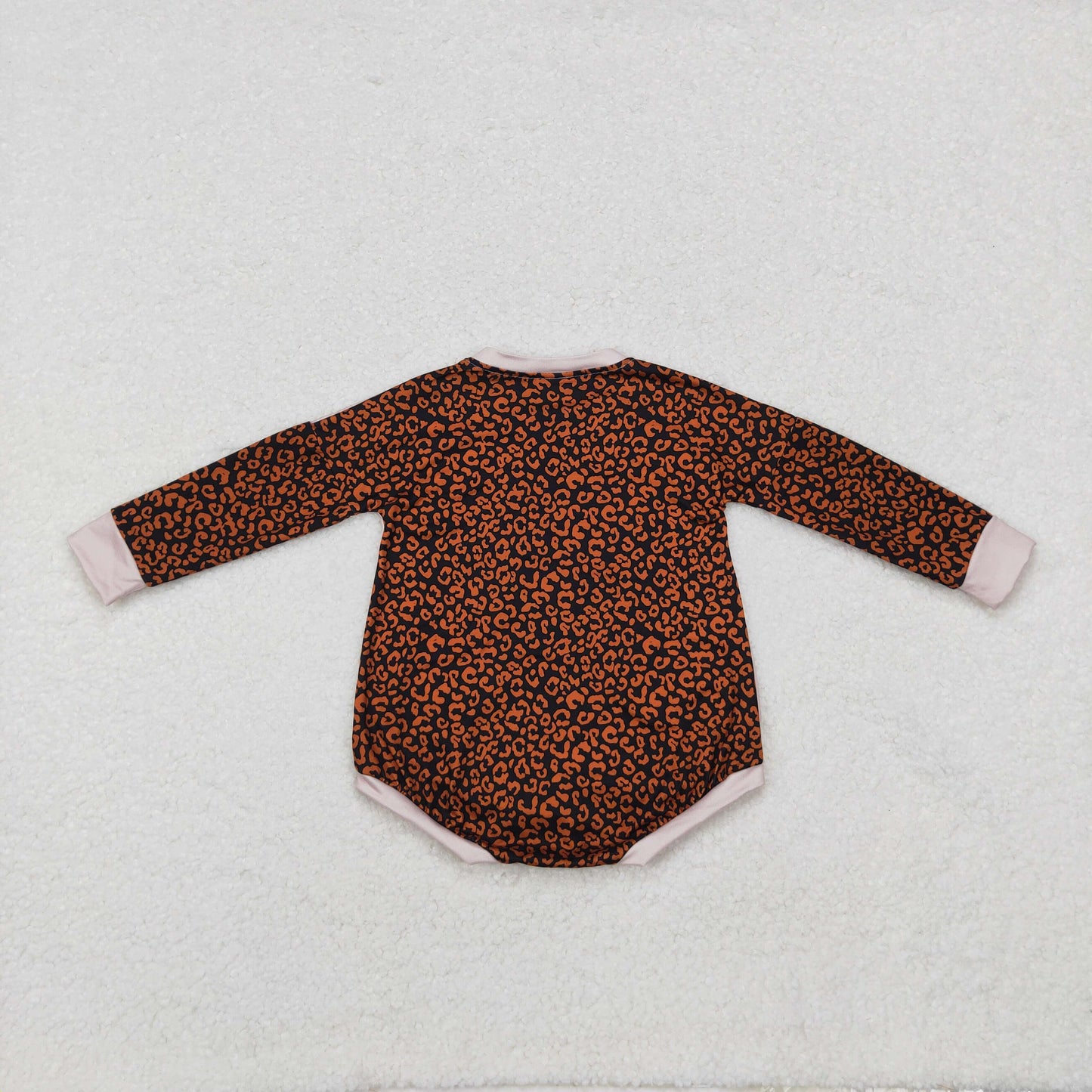 rts no moq LR1723 pumpkin leopard bow pumpkin long sleeve jumpsuit