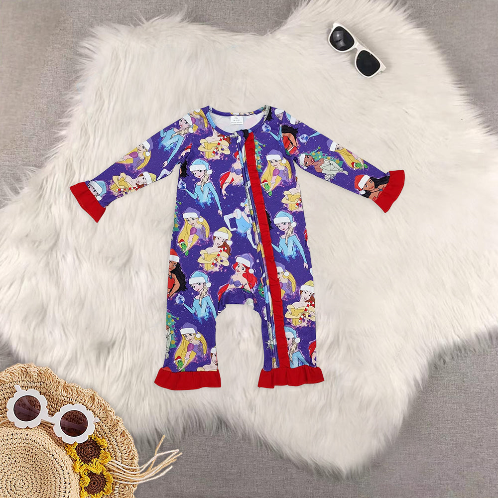 RTS NO MOQ Sibling baby girls clothes Christmas cartoon long-sleeved trousers suit & romper & dress & adult pants