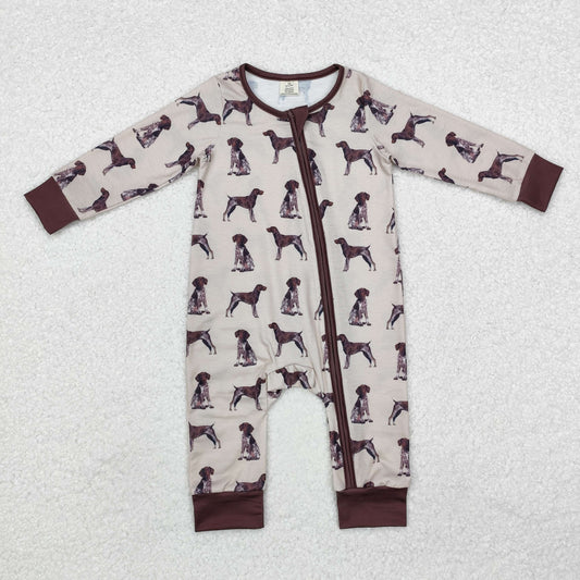 BAMBOO RTS NO MOQ ETA 5/7days Arrived LR1759 Modal puppy brown zipper long sleeve jumpsuit