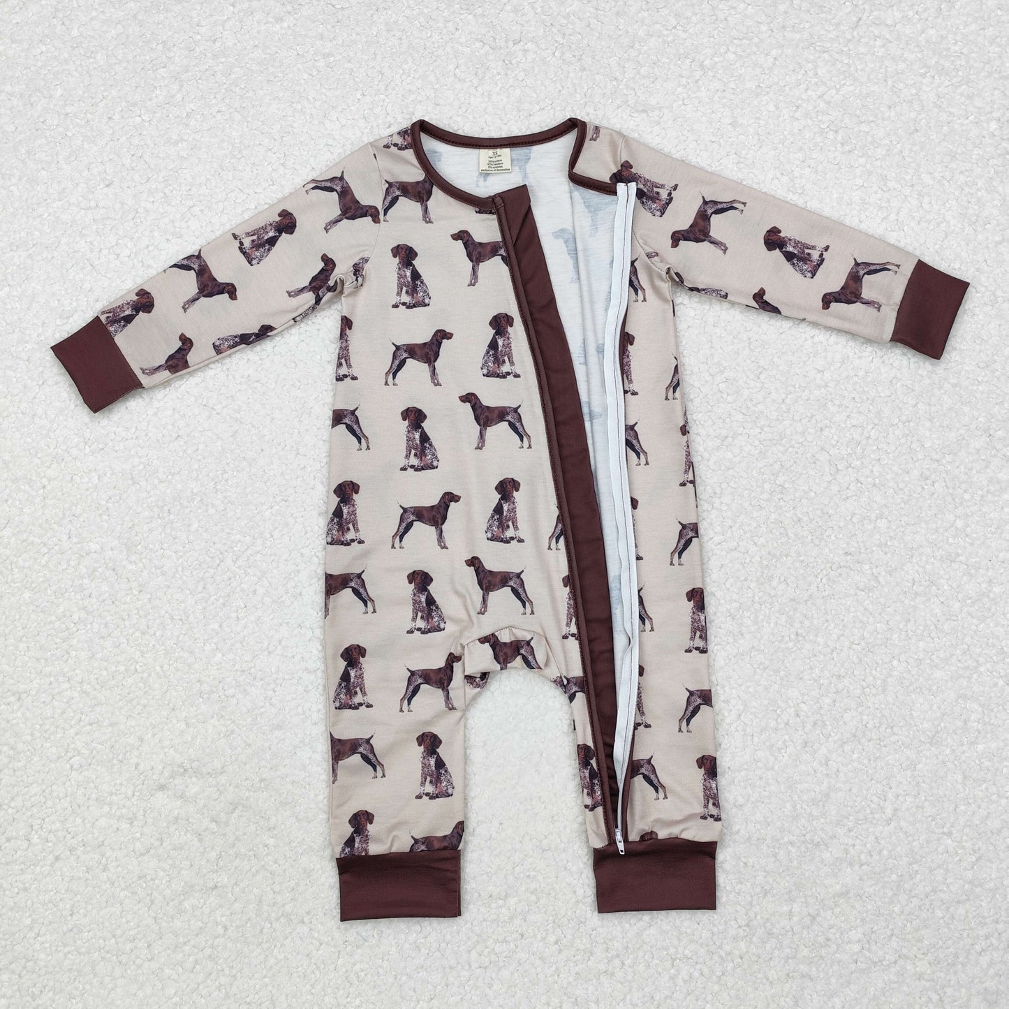 BAMBOO RTS NO MOQ ETA 5/7days Arrived LR1759 Modal puppy brown zipper long sleeve jumpsuit