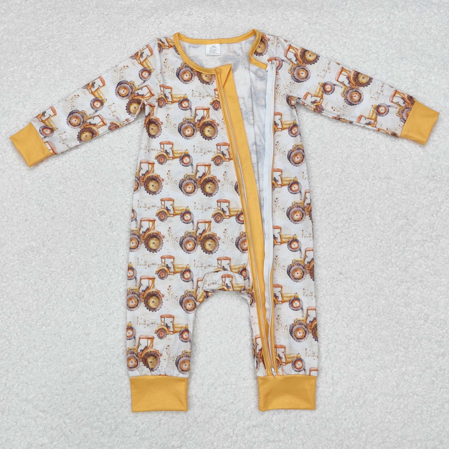 BAMBOO RTS NO MOQ ETA 5/7days LR1789 Modal tractor yellow zipper long sleeve jumpsuit