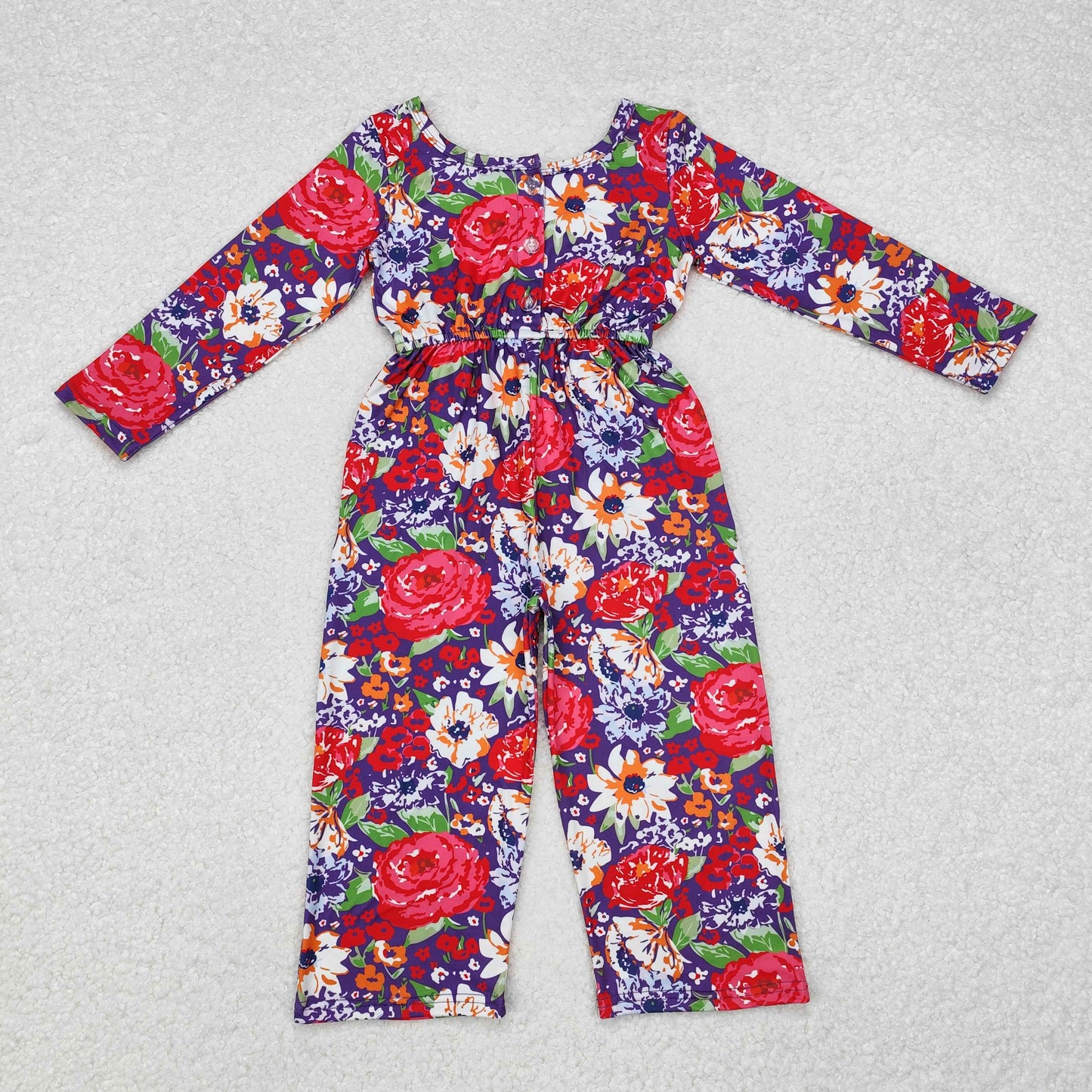 RTS NO MOQ ETA 5/7days Arrived LR1835 Pocket Flower Purple Long Sleeve Bodysuit