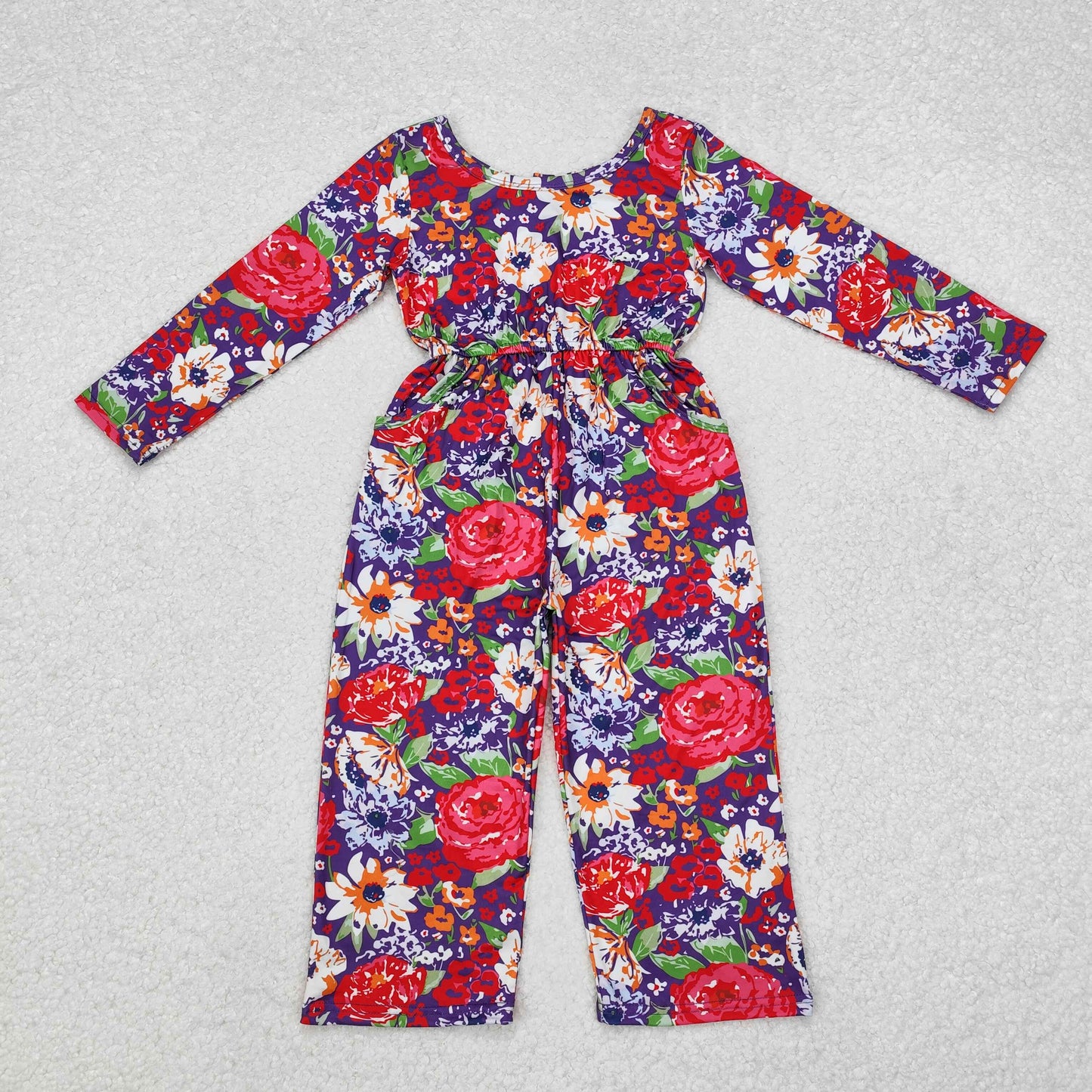 RTS NO MOQ ETA 5/7days Arrived LR1835 Pocket Flower Purple Long Sleeve Bodysuit