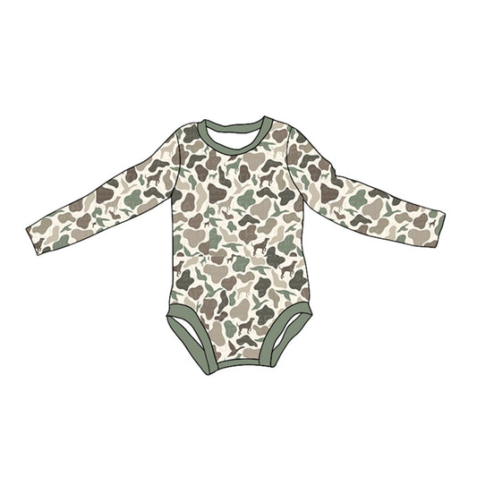 no moq sales LR1864 pre-order baby boys clothes camoufalge long sleeve Romper-2024.8.30