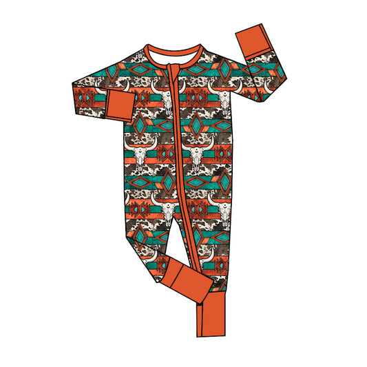 no moq sales LR1869 pre-order baby boys clothes cow head long sleeve Romper-2024.8.30