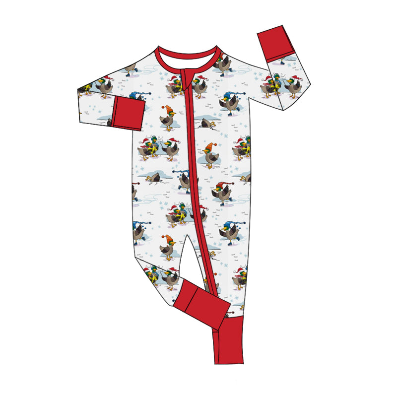 no moq sales LR1874 pre-order baby boys clothes Christmas duck long sleeve Romper-2024.8.30