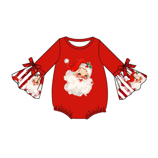 no moq sales LR1918 pre-order baby girls clothes Christmas red long sleeve Romper-2024.9.5