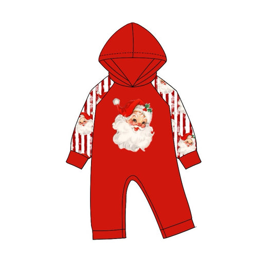 no moq sales LR1919 pre-order baby boys clothes Christmas red hooded long sleeve Romper-2024.9.5