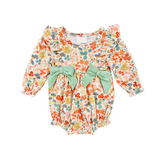 no moq sales LR1940 pre-order baby girls clothes floral long sleeve Romper-2024.9.9