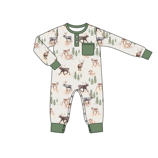 no moq sales LR1945 pre-order baby boys clothes deer long sleeve Romper-2024.9.10