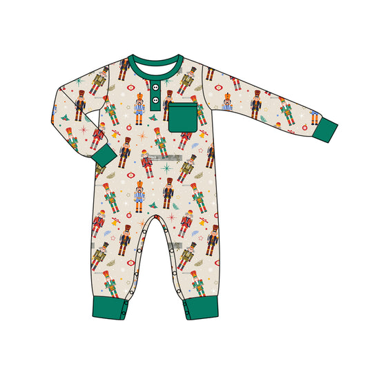 no moq sales LR1946 pre-order baby boys clothes Christmas green long sleeve Romper-2024.9.10