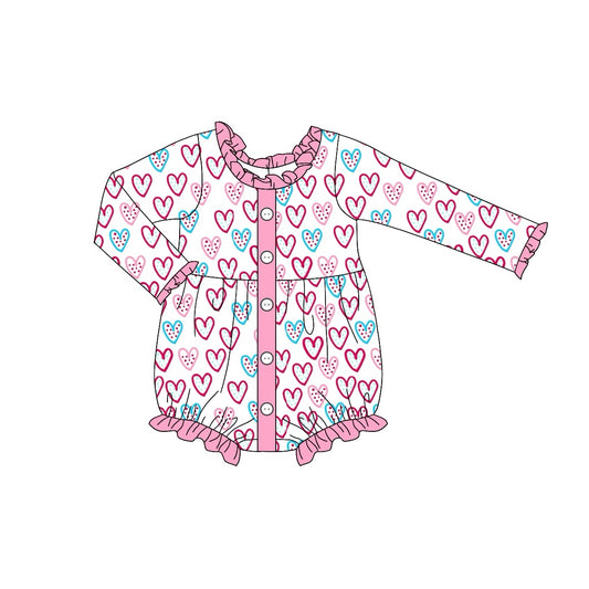 no moq sales LR1954 pre-order baby girls clothes love pink long sleeve Romper-2024.9.11