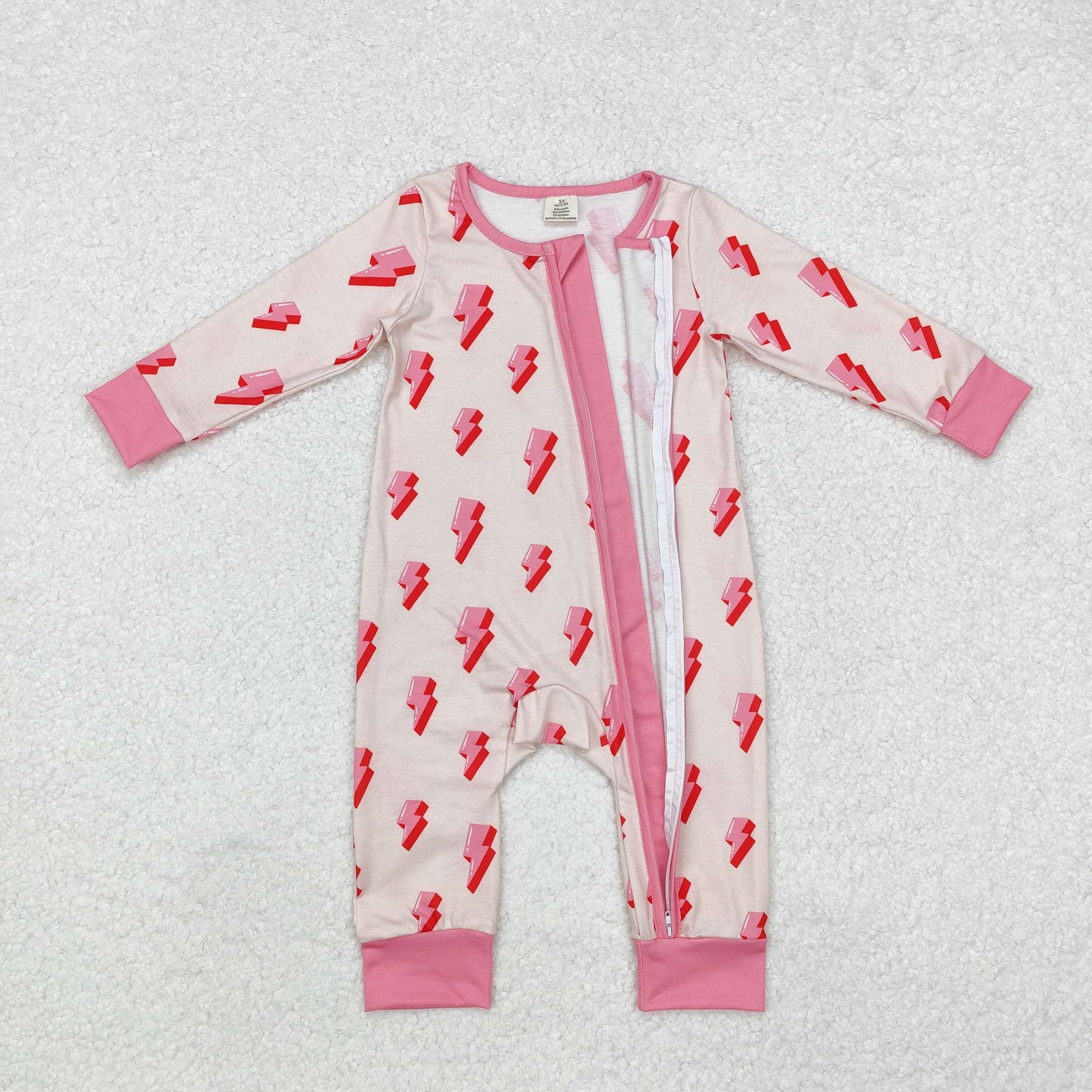 BAMBOO RTS NO MOQ ETA 5/7days Arrived LR1983 Modal Pink Lightning Zipper Long Sleeve Bodysuit