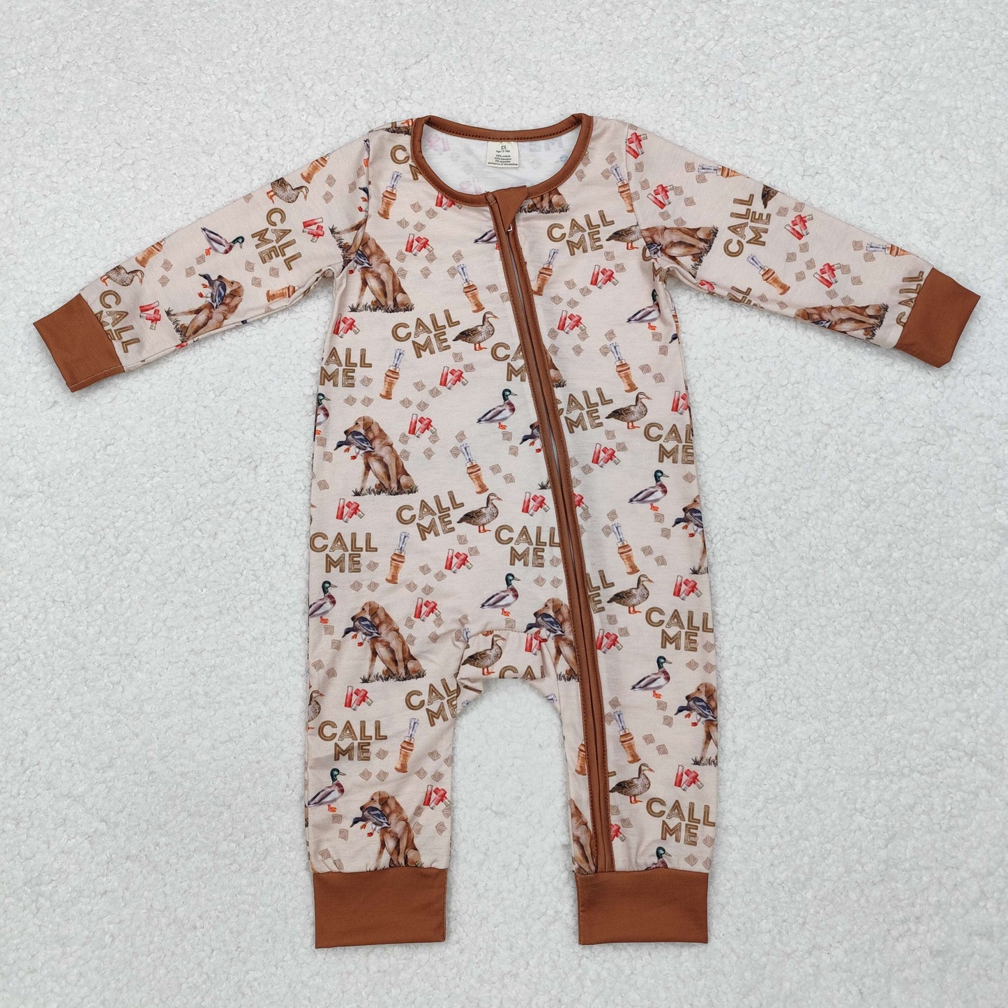 BAMBOO RTS NO MOQ ETA 5/7days Arrived LR1991 Call me modal duck puppy brown zipper long sleeve jumpsuit