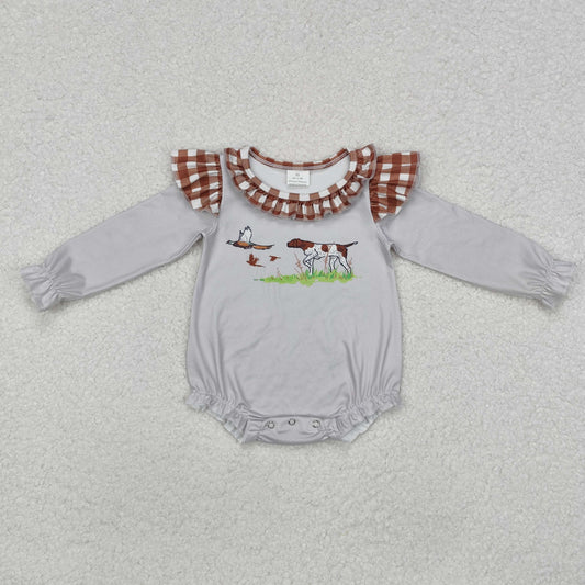 RTS NO MOQ ETA 5/7days arrived LR2000 Duck Puppy Brown Plaid Lace Gray Long Sleeve Bodysuit