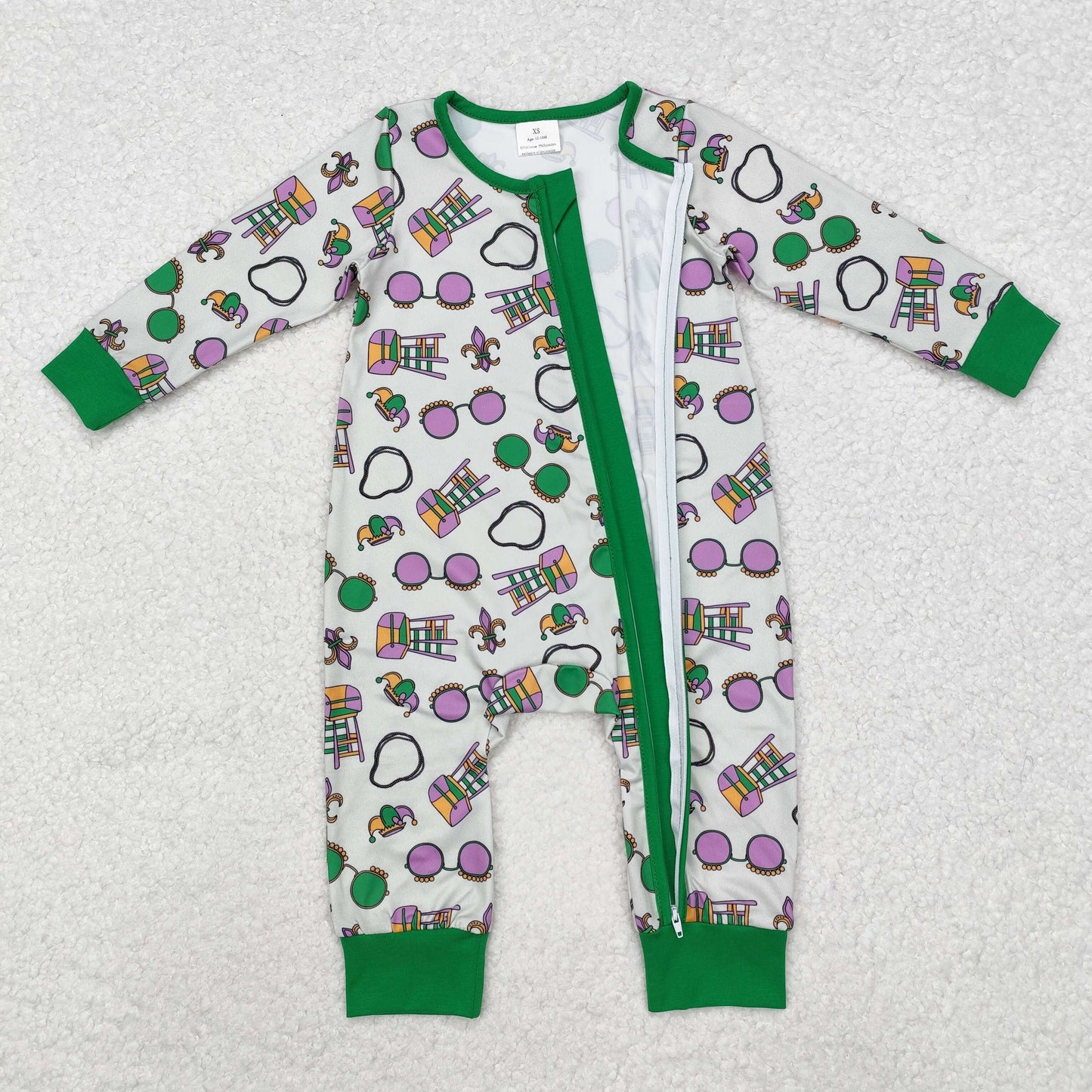 RTS NO MOQ Baby boy clothes mardi gras long sleeve & Shorts Sleeve Romper Mixed Sizes