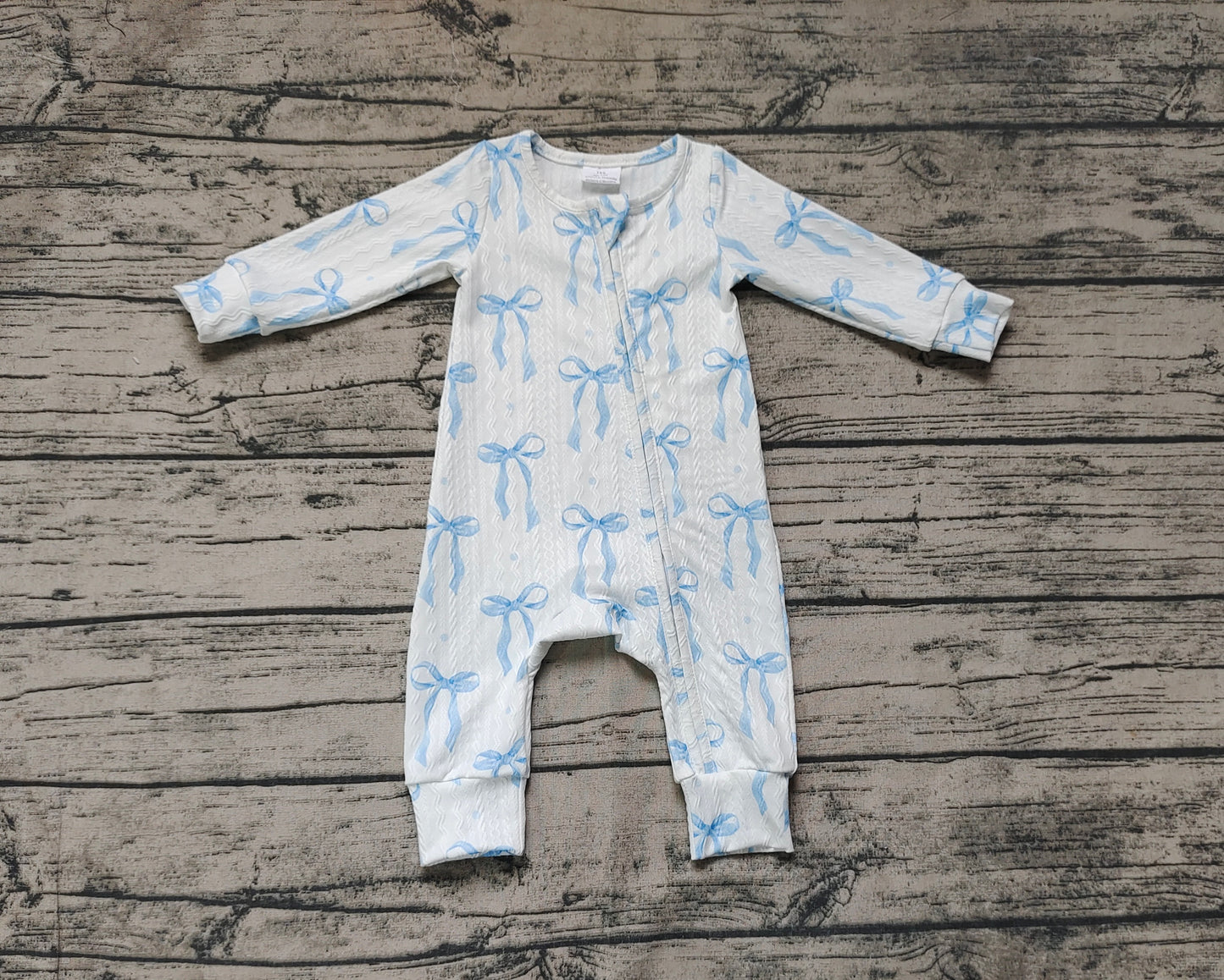 no moq sales LR2070 pre-order baby boys clothes bow blue long sleeve Romper