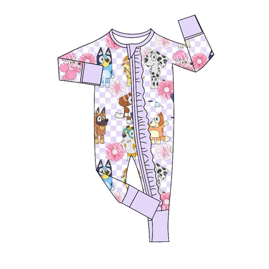 no moq sales LR2075 pre-order baby girls clothes cartoon dog pink long sleeve Romper-2024.10.8