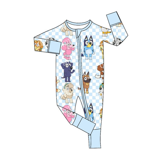 no moq sales LR2076 pre-order baby boys clothes cartoon dog blue long sleeve Romper-2024.10.8