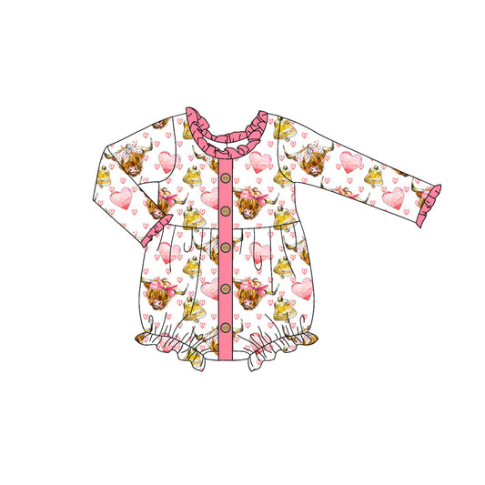 no moq sales LR2088 pre-order baby girls clothes alpine pink long sleeve Romper-2024.10.9