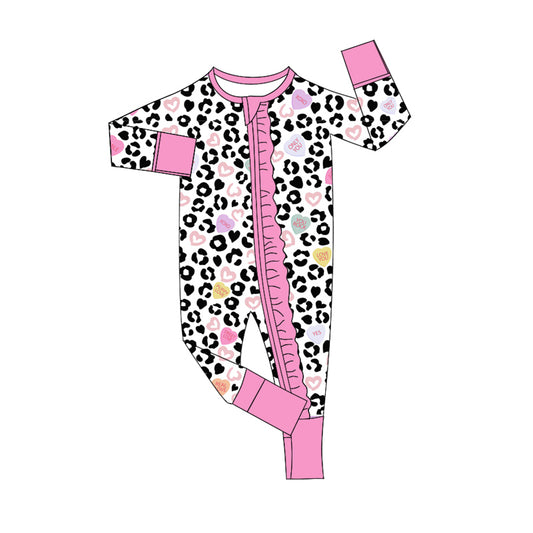 no moq sales LR2089 pre-order baby girls clothes leopard long sleeve Romper-2024.10.9