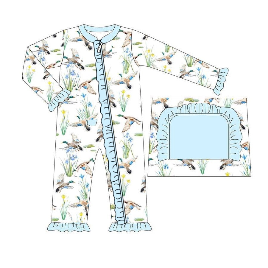 no moq sales LR2095 pre-order baby girls clothes duck long sleeve Romper-2024.10.11