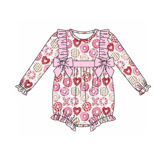 no moq sales LR2096 pre-order baby girls clothes love pink long sleeve Romper-2024.10.11