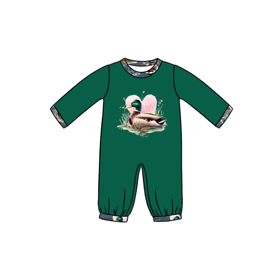 no moq sales LR2108 pre-order baby boys clothes duck green long sleeve Romper-2024.10.15