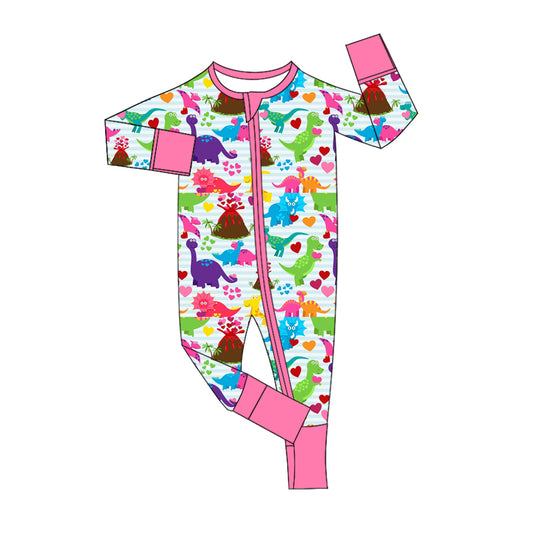 no moq sales LR2110 pre-order baby girls clothes dinosaur long sleeve Romper-2024.10.15