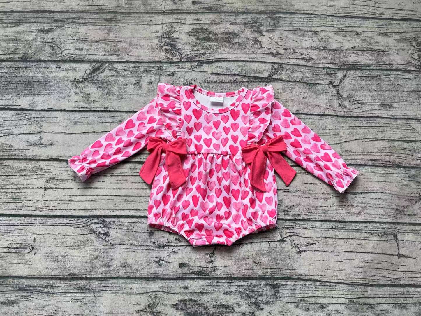 no moq sales LR2146 pre-order baby girls clothes love pink long sleeve Romper