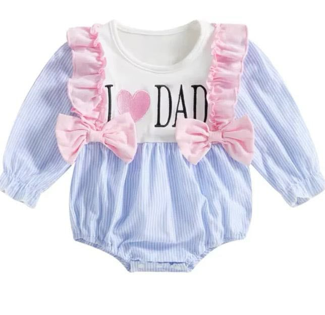 no moq sales LR2156 pre-order baby girls clothes I LOVE DAD long sleeve Romper-2024.11.18